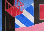 Barbara Btikofer: Roter Balkon, 85 x 120 cm