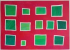 Barbara Btikofer: Grne Quadrate in Rot, 42 X 60 cm, (SH)