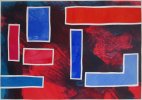 Barbara Btikofer: Blau-Rot-Burning, 42 X 60 cm, (SH)