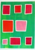 Barbara Btikofer: Rote Quadrate in Grn, 42 x 30 cm, (SH)