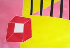 Barbara Btikofer: Roter Wrfel, 70 x 100 cm