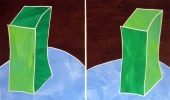 Barbara Bütikofer: Grünes Doppel, 60 x 100 cm